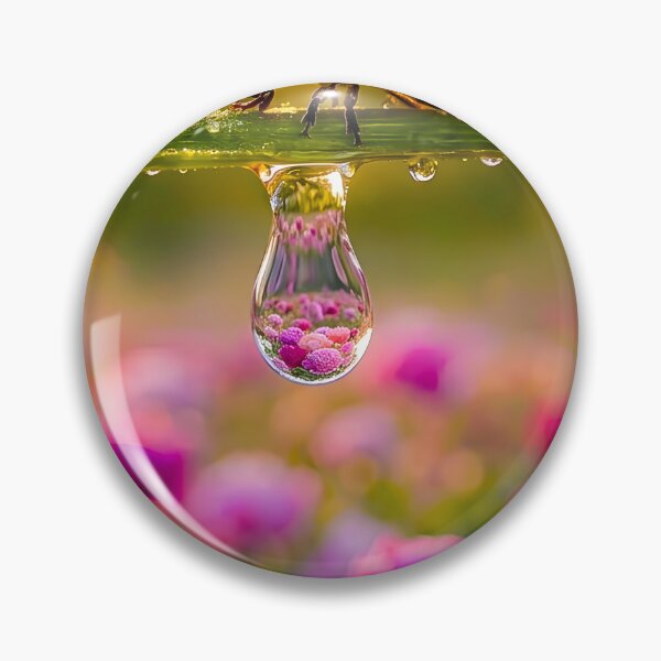 Item preview, Ladybug on a blade of grass with water droplets and flower reflection designed and sold by Fotografin1981.