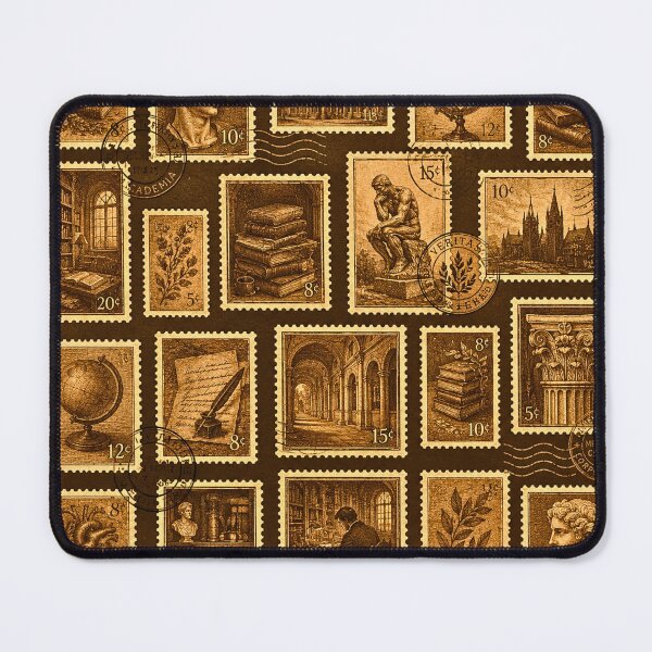 Item preview, Dark Academia Vintage Sepia Stamp Pattern | Antique Library & Classical Collage designed and sold by lavanya11.