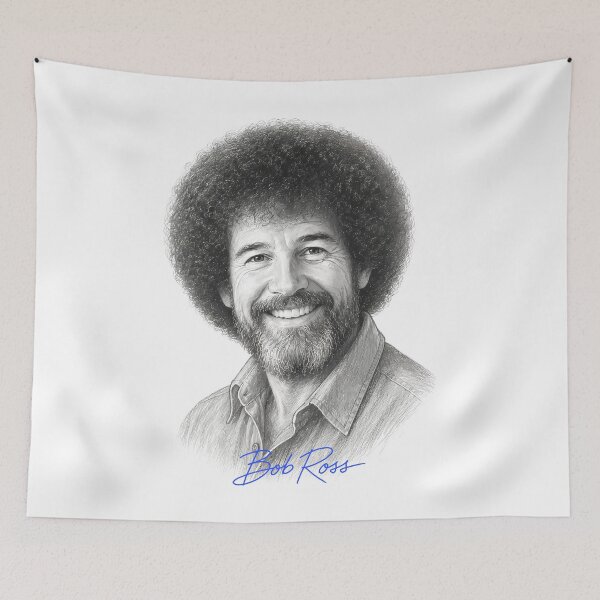 Item preview, Bob Ross Vintage Graphite Portrait Pencil Sketch designed and sold by karamram.