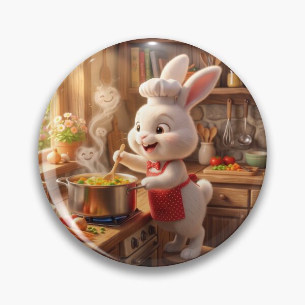 Item preview, Cute Bunny Chef Cooking Vegetable Soup designed and sold by AnnArtshock.
