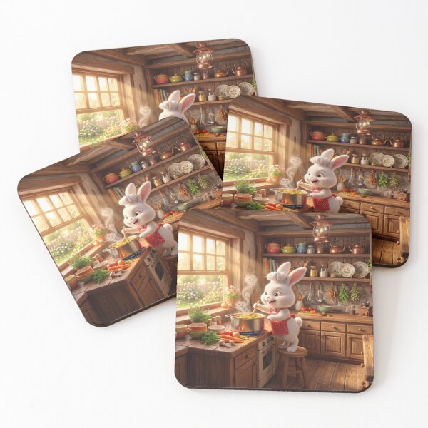 Item preview, Cute Bunny Chef Cooking Vegetable Soup designed and sold by AnnArtshock.