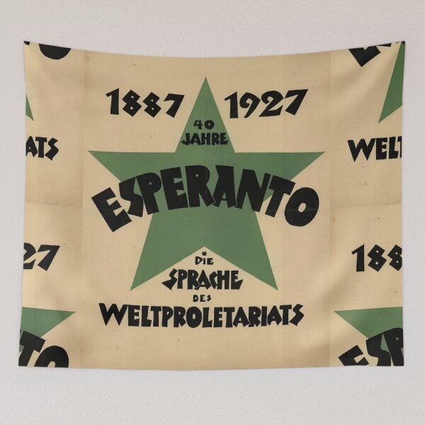 Item preview, Vintage Esperanto Poster | 40th Anniversary Art Print | 1927 Bauhaus Style | Green Star Design | Socialist Movement Decor designed and sold by artofuniverse.