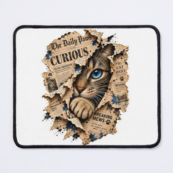 Item preview, Curious Cat Breaking Through Newspaper designed and sold by Snurly.