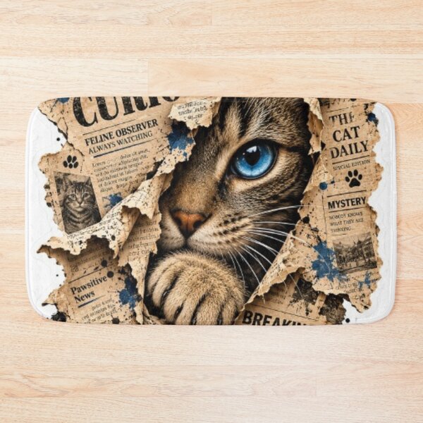 Item preview, Curious Cat Breaking Through Newspaper designed and sold by Snurly.