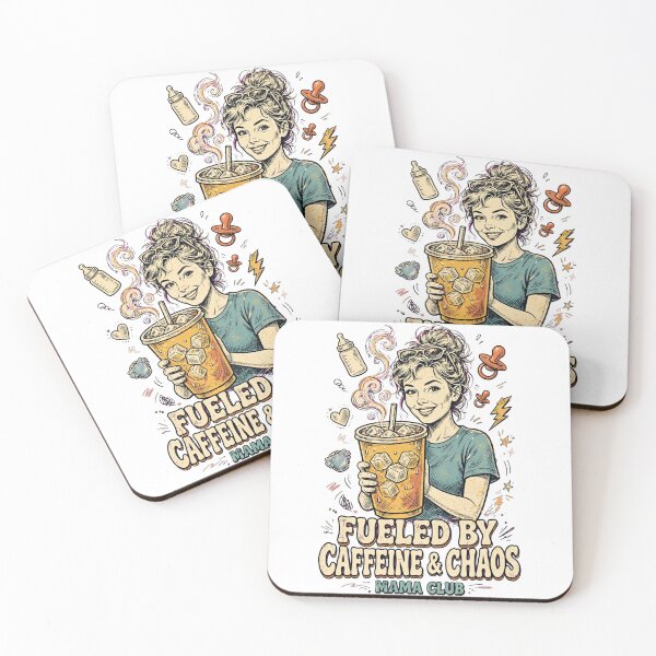 Item preview, Fueled By Caffeine And Chaos Mama Club Funny Mom Iced Coffee Retro designed and sold by Yellowriversss.