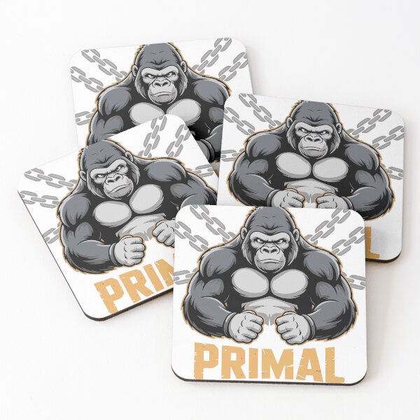 Item preview, Primal Strength Gym Shirt - Muscular Gorilla Weightlifting Graphic Tee & Workout Apparel designed and sold by BobaTeeStore.