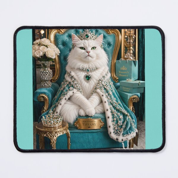 Item preview, White Cat Queen on Throne | Fancy Cat Gift for Cat Lovers designed and sold by AnimalMarvels.