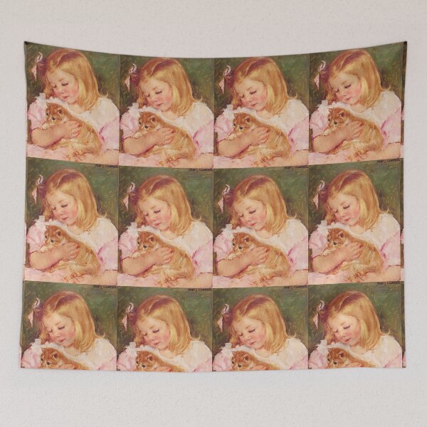 Item preview, Girl Holding a Cat Mary Cassatt art designed and sold by ArtUnova.