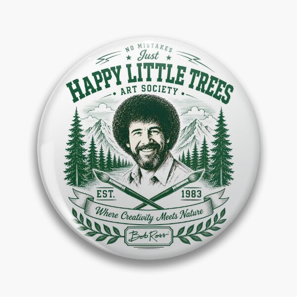 Item preview, Bob Ross Happy Little Trees Art Society Vintage Outdoor Badge designed and sold by karamram.