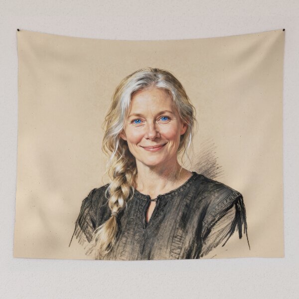 Item preview, Charcoal and Pastel Portrait of a Nordic Woman 1 designed and sold by Lucia Amaris Art.