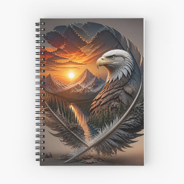 Artikelvorschau, Majestätischer Weißkopfseeadler in einer Federlandschaft bei Sonnenuntergang – Fantasie-Naturkunst entworfen und verkauft von cute-corner0.