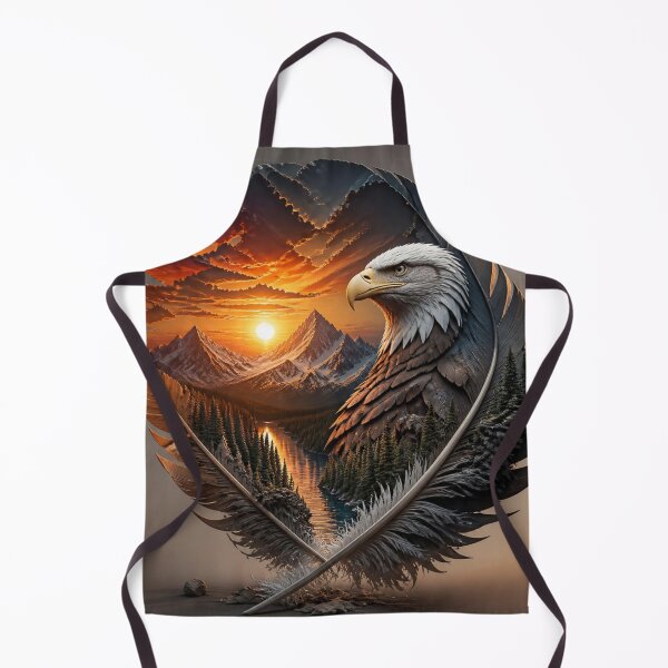 Item preview, Majestic Bald Eagle in a Feather Landscape at Sunset – Fantasy Nature Art designed and sold by cute-corner0.