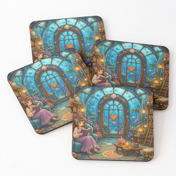 Item preview, Underwater Library Pixel Art Cozy Reading Room designed and sold by Yiruda-Art.