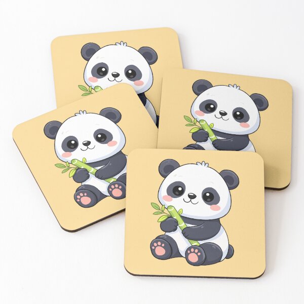Item preview, Cute Kawaii Panda Bear Eating Bamboo Illustration designed and sold by SolutionsArt.