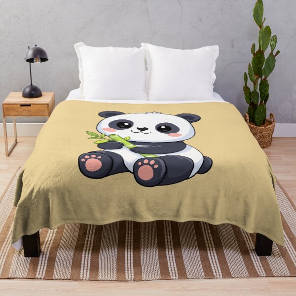 Item preview, Cute Kawaii Panda Bear Eating Bamboo Illustration designed and sold by SolutionsArt.