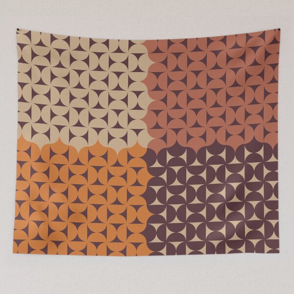 Item preview, Retro Mid Century Modern Geometric Pattern in Terracotta and Burnt Orange designed and sold by nineFlorals.