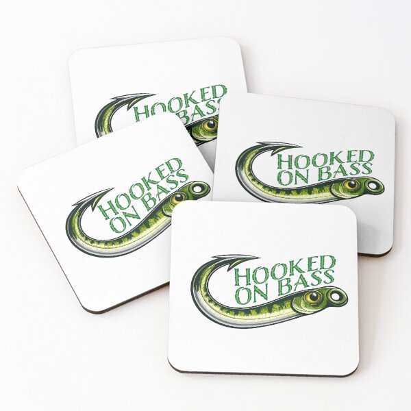 Item preview, Bass fishing Illustration in logo style with custom text "Hooked on Bass". designed and sold by Art-Horizon.