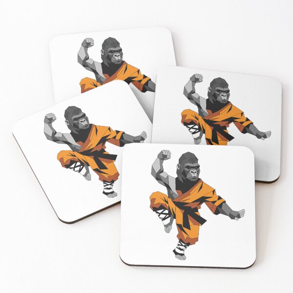 Item preview, Gorilla Monk Flying Kick Low Poly Kung Fu Vector designed and sold by MORRAx.