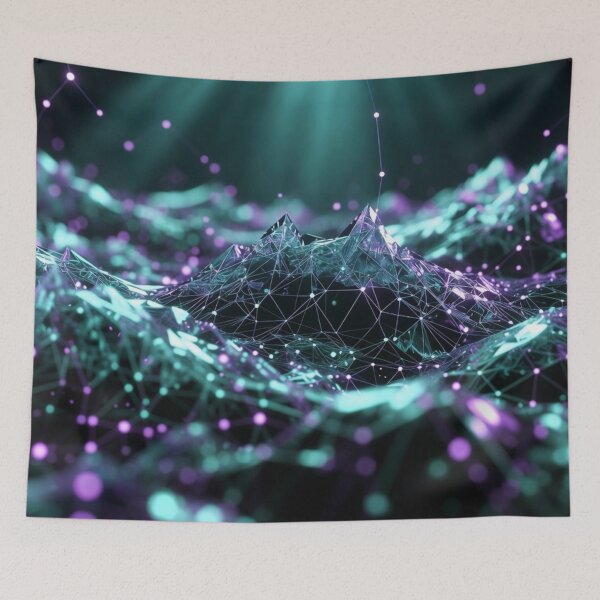 Item preview, Teal Purple Crystalline Cyber Waves designed and sold by IntelliMindDesigns.