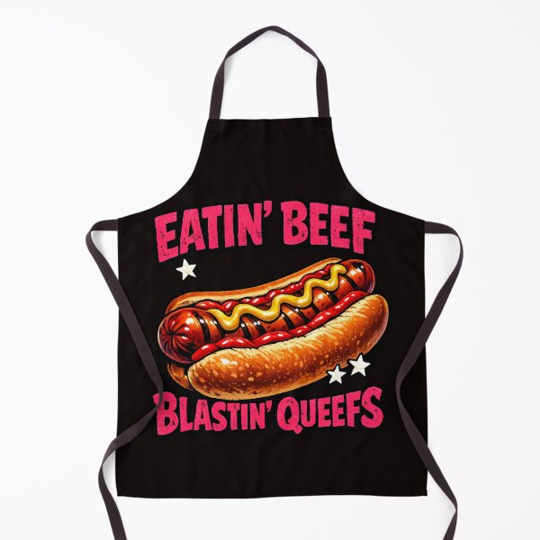 Item preview, Eatin' Beef Blastin' Queefs Funny Hot Dog Vintage T-Shirt designed and sold by FrameFlow.