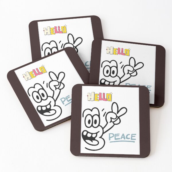 Item preview, Retro Cartoon Character Mascot with Peace Sign and Hello Text Greeting designed and sold by StudioArt24.