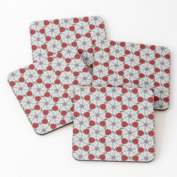 Item preview, Intricate Red Rose Floral Tessellation Pattern designed and sold by Sasitee.