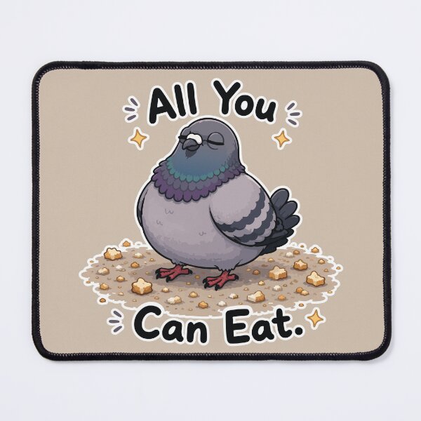 Item preview, Funny Pigeon Sticker – All You Can Eat Cartoon Bird designed and sold by SimplePoDesign.