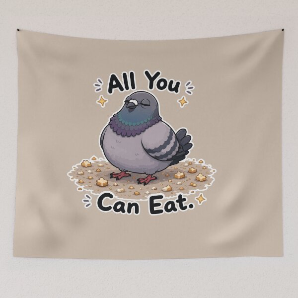 Item preview, Funny Pigeon Sticker – All You Can Eat Cartoon Bird designed and sold by SimplePoDesign.