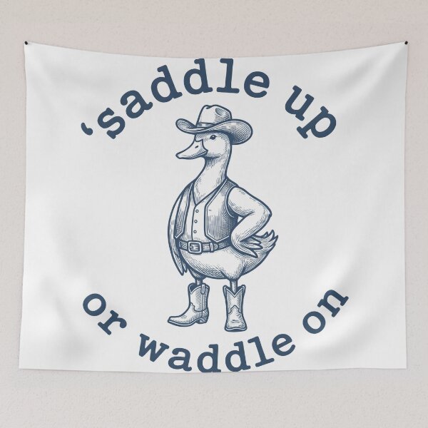 Item preview, Saddle Up or Waddle On Funny Cowboy Duck T-Shirt | Western Duck Humor Graphic Tee designed and sold by StickerNestYou.