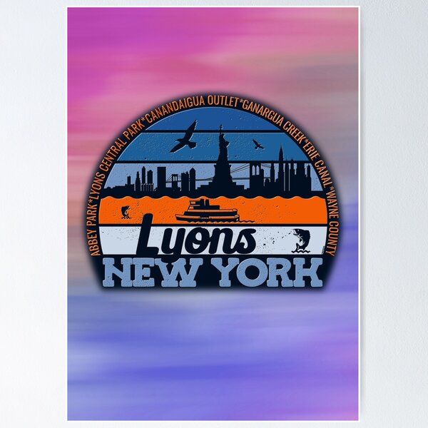 Item preview, Lyons New York Sunset Retro Vintage Local Pride Logo designed and sold by CRHPOD20.