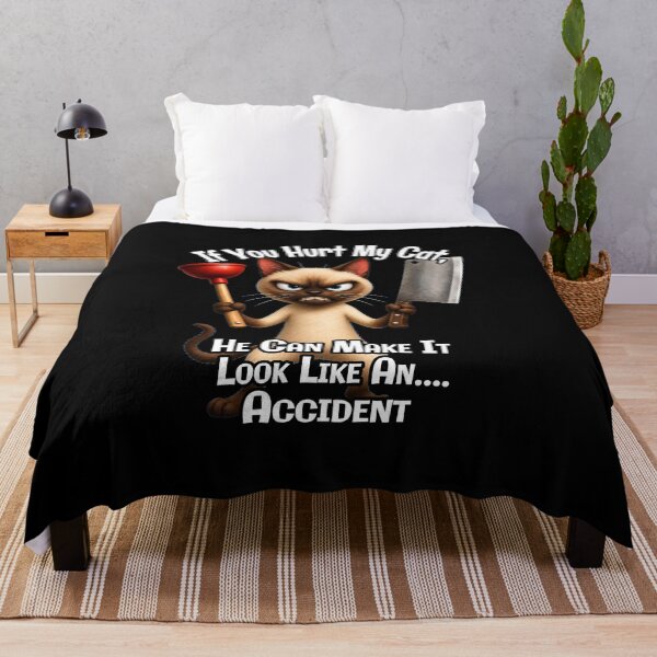 Item preview, If You Hurt My Cat, He Can Make It Look Like an Accident | Funny Angry Cat | Dark Humor Cat Lover T-Shirt & Sticker designed and sold by A-T-H.