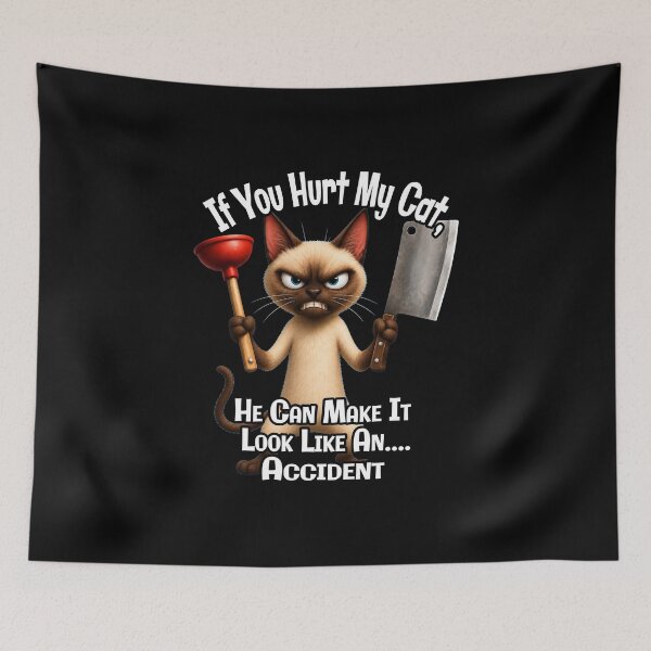 Item preview, If You Hurt My Cat, He Can Make It Look Like an Accident | Funny Angry Cat | Dark Humor Cat Lover T-Shirt & Sticker designed and sold by A-T-H.