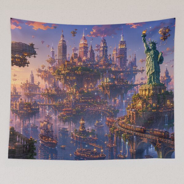 Item preview, New York Sky Harbor at Sunset designed and sold by pixelpopplanet.