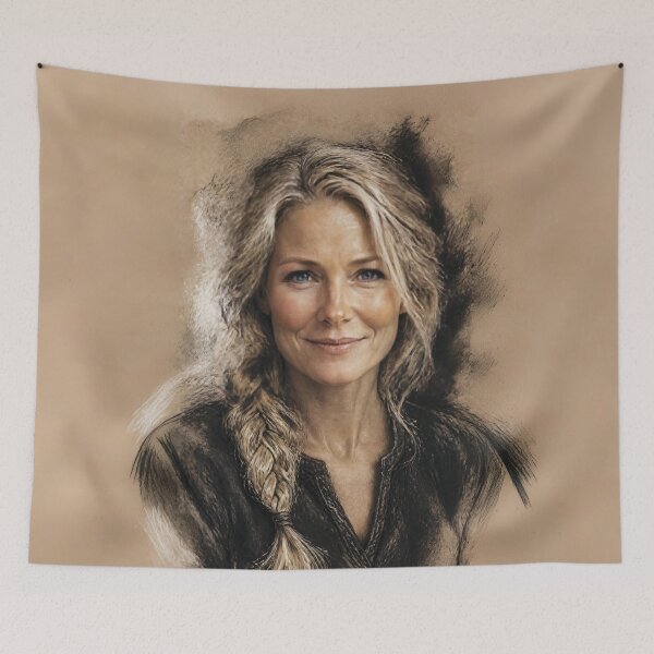 Item preview, Charcoal and Pastel Portrait of a Nordic Woman 2 designed and sold by Lucia Amaris Art.