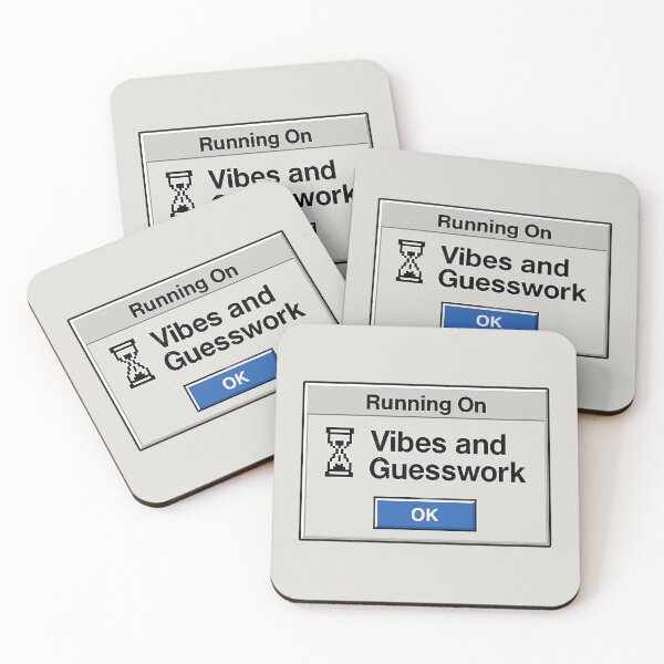 Item preview, Running on Vibes and Guesswork – Retro Status Humor designed and sold by Mad Factory Designs.