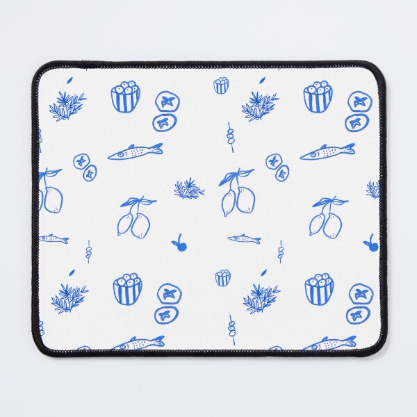 Item preview, Mediterranean Food Pattern in Cobalt Blue designed and sold by ElizabethCoelho.