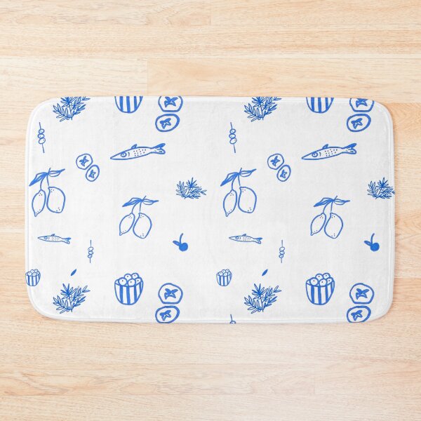 Item preview, Mediterranean Food Pattern in Cobalt Blue designed and sold by ElizabethCoelho.