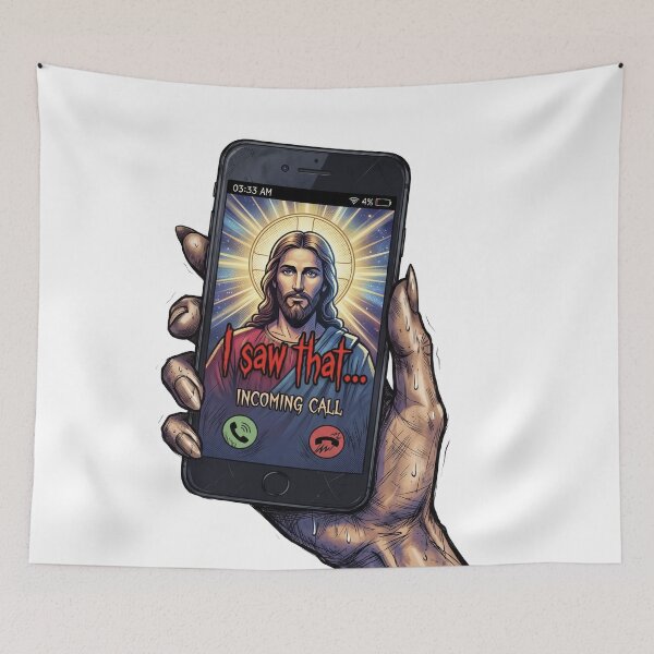 Item preview, Jesus I Saw That Incoming Call Funny Christian Meme Design designed and sold by LOVEARTDESIGN.