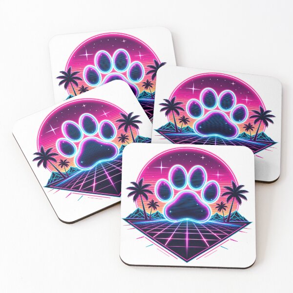 Item preview, Neon Vaporwave Retro Dog Paw designed and sold by teemix.