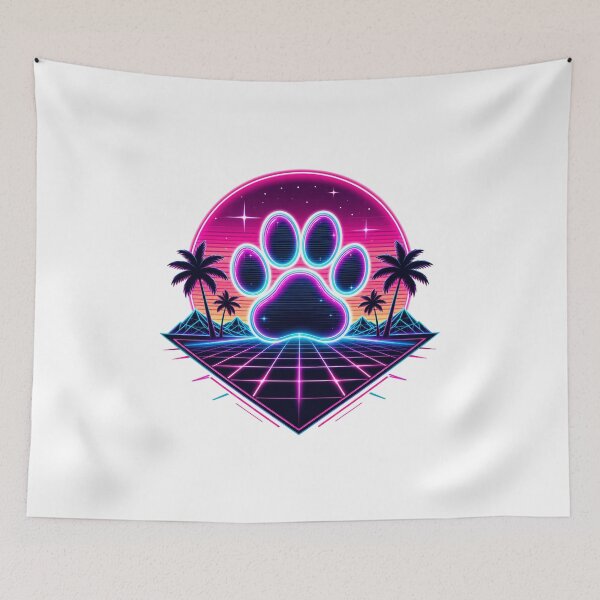 Item preview, Neon Vaporwave Retro Dog Paw designed and sold by teemix.