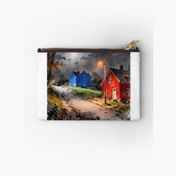 Item preview, Watercolor painting of street at night under moon light designed and sold by Chi261.