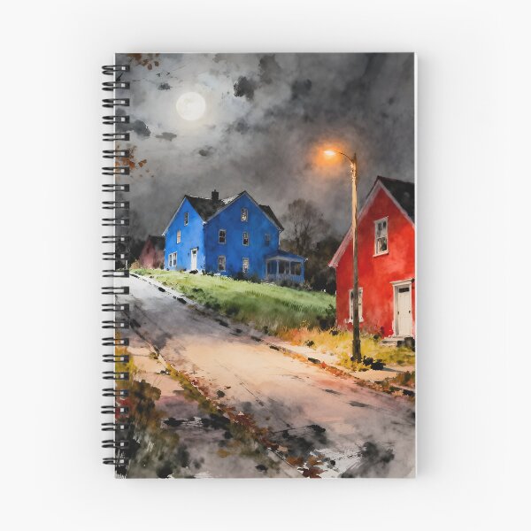 Item preview, Watercolor painting of street at night under moon light designed and sold by Chi261.