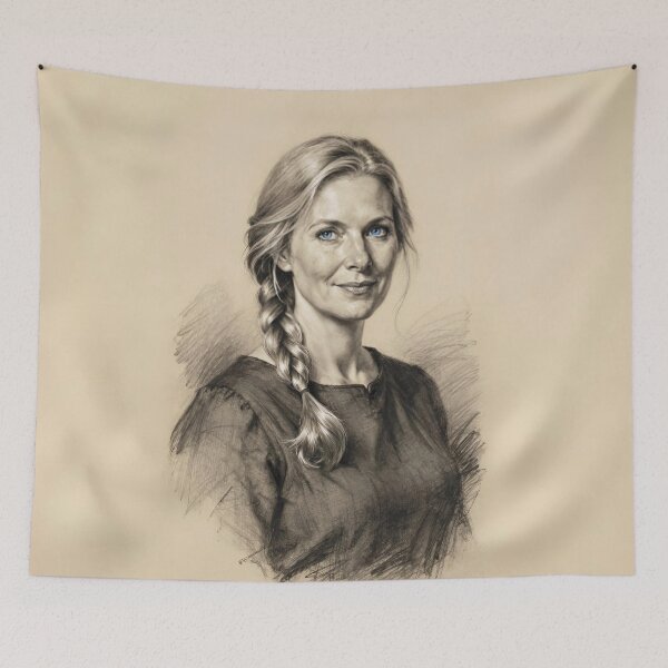 Item preview, Charcoal and Pastel Portrait of a Nordic Woman 3 designed and sold by Lucia Amaris Art.