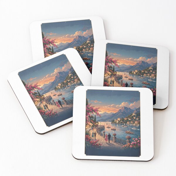 Item preview, Vintage Mediterranean Coastal Town Sunset Landscape designed and sold by TeeARTHY.