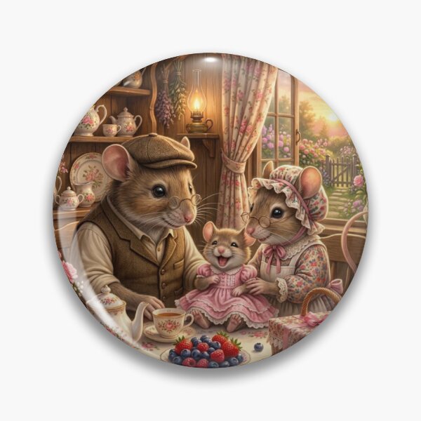 Item preview, Whimsical Mouse Family Tea Time in a Cozy Cottage Kitchen. designed and sold by JoyNest = "The nest of joy".