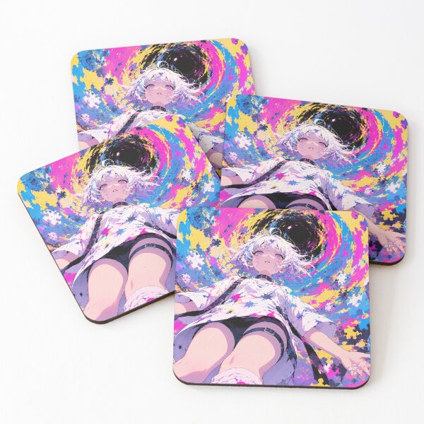 Item preview, Neon Pop Surrealism Anime Girl Puzzle Paint Splatter Art designed and sold by Japan-kanji-ya.
