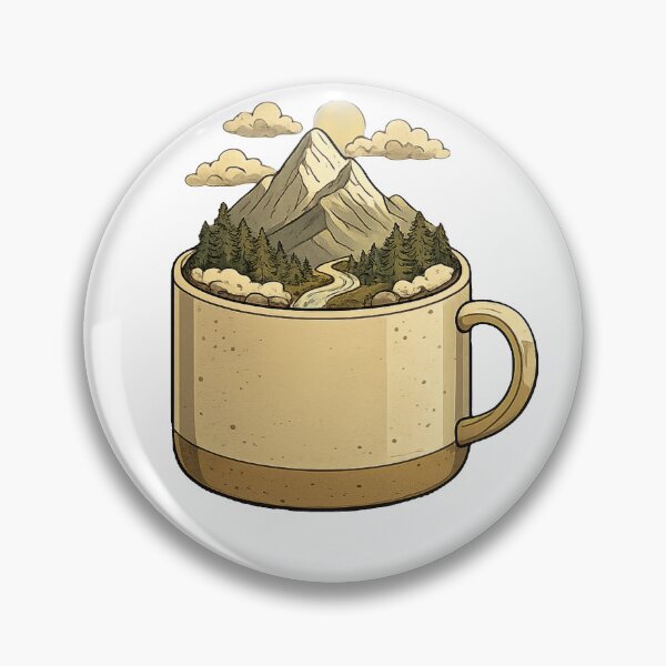 Artikelvorschau, Bergkaffeebecher | Gemütliche Naturlandschaft | Minimalistische Illustration für Campingabenteuer | Kunst für Outdoor-Fans entworfen und verkauft von Velnox.co.