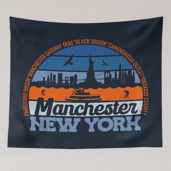 Item preview, Manchester New York Sunset Retro Vintage Local Pride Logo designed and sold by CRHPOD20.