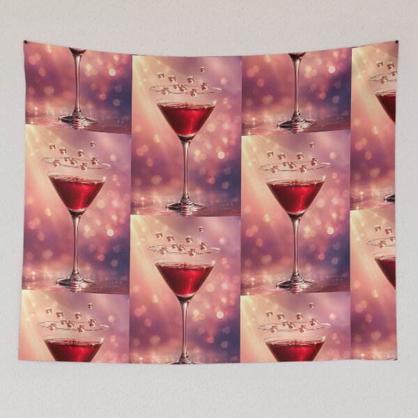 Item preview, Floating Crimson Martini – Elegant Cocktail Glass with Crystal Droplets designed and sold by Kimberly Palmer.