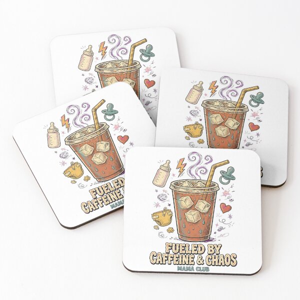 Item preview, Fueled By Caffeine And Chaos Mama Club Funny Iced Coffee Mom Life Retro designed and sold by Yellowriversss.